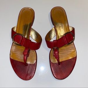 Dolce & Gabbana Red Leather & Gold Sandals